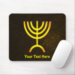 Menorah Flame Mouse Pad<br><div class="desc">A digital rendering of the Jewish seven-branched menorah (Hebrew: מְנוֹרָה). Customise by adding your own text. The seven-branched menorah, used in the portable sanctuary set up by Moses in the wilderness and later in the Temple in Jerusalem, has been a symbol of Judaism since ancient times and is the emblem...</div>
