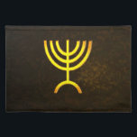 Menorah Flame Placemat<br><div class="desc">A digital rendering of the Jewish seven-branched menorah (Hebrew: מְנוֹרָה). The seven-branched menorah, used in the portable sanctuary set up by Moses in the wilderness and later in the Temple in Jerusalem, has been a symbol of Judaism since ancient times and is the emblem on the coat of arms of...</div>