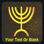 Menorah Flame Square Sticker<br><div class="desc">A digital rendering of the Jewish seven-branched menorah (Hebrew: מְנוֹרָה‎). The seven-branched menorah, used in the portable sanctuary set up by Moses in the wilderness and later in the Temple in Jerusalem, has been a symbol of Judaism since ancient times and is the emblem on the coat of arms of...</div>