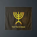 Menorah Flame Tapestry<br><div class="desc">A brown and gold digital rendering of the Jewish seven-branched menorah (Hebrew: מְנוֹרָה). Add your own text. The seven-branched menorah, used in the portable sanctuary set up by Moses in the wilderness and later in the Temple in Jerusalem, has been a symbol of Judaism since ancient times and is the...</div>