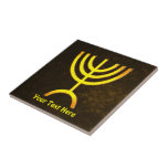 Menorah Flame Tile<br><div class="desc">A digital rendering of the Jewish seven-branched menorah (Hebrew: מְנוֹרָה‎). Customise by adding your own text. The seven-branched menorah, used in the portable sanctuary set up by Moses in the wilderness and later in the Temple in Jerusalem, has been a symbol of Judaism since ancient times and is the emblem...</div>
