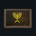 Menorah Flame Trifold Wallet<br><div class="desc">A digital rendering of the Jewish seven-branched menorah (Hebrew: מְנוֹרָה‎). The seven-branched menorah, used in the portable sanctuary set up by Moses in the wilderness and later in the Temple in Jerusalem, has been a symbol of Judaism since ancient times and is the emblem on the coat of arms of...</div>