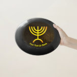 Menorah Flame Wham-O Frisbee<br><div class="desc">A brown and gold digital rendering of the Jewish seven-branched menorah (Hebrew: מְנוֹרָה). Add our own text. The seven-branched menorah, used in the portable sanctuary set up by Moses in the wilderness and later in the Temple in Jerusalem, has been a symbol of Judaism since ancient times and is the...</div>