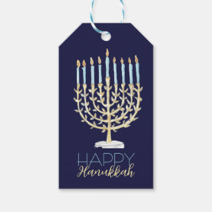 Menorah Gift Tag - Navy Blue