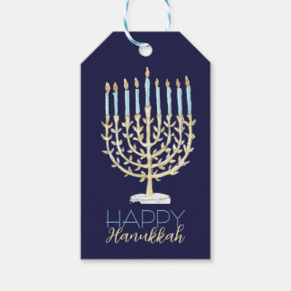 Menorah Gift Tag - Navy Blue