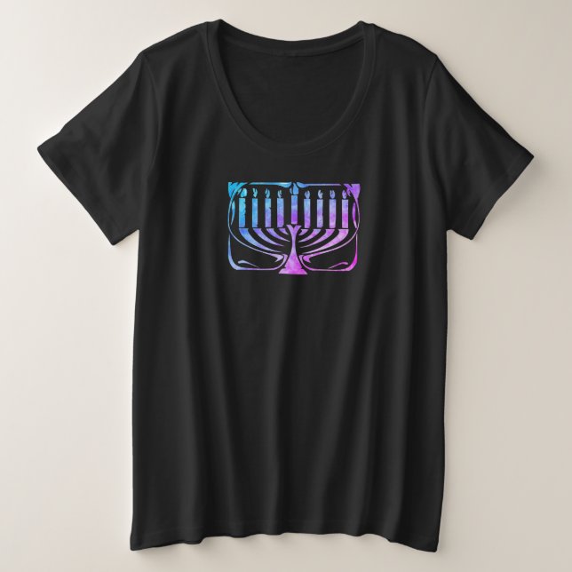 Menorah Hannukah Plus Size T-Shirt (Design Front)