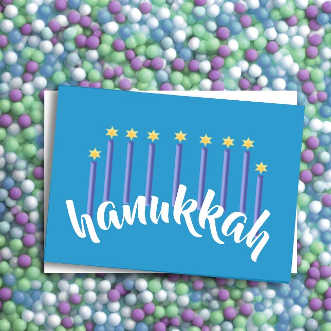 Menorah Hanukkah Candles Star of David Blue Holiday Card (Creator Uploaded)