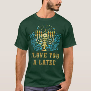 Menorah Hanukkah I Love You at Latke Family Matchi T-Shirt