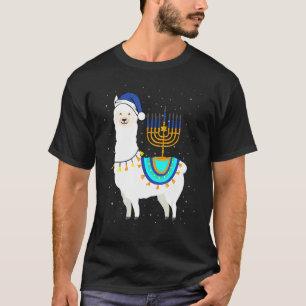 Menorah Hanukkah Llama Cute Alpaca Chanukah Christ T-Shirt