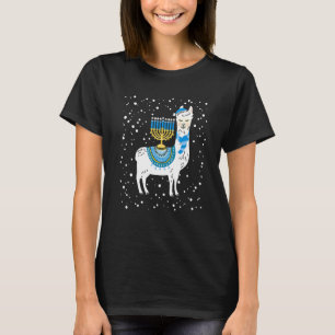 Menorah Hanukkah Llama Cute Alpaca Chanukah Christ T-Shirt