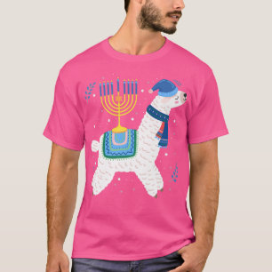 Menorah Hanukkah Llama Cute Alpaca Chanukah Christ T-Shirt
