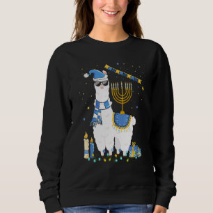 Menorah Hanukkah Llama Cute Alpaca Chanukah Holida Sweatshirt
