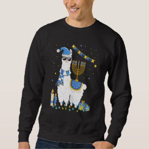Menorah Hanukkah Llama Cute Alpaca Chanukah Holida Sweatshirt
