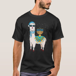 Menorah Hanukkah Llama Cute Alpaca Chanukah Premiu T-Shirt