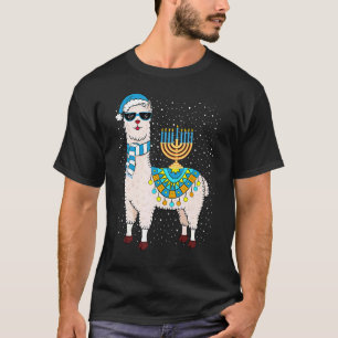 Menorah Hanukkah Llama Cute Alpaca Chanukah T-Shirt