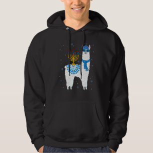 Menorah Hanukkah Llama Cute Llama Alpaca Chanukah Hoodie