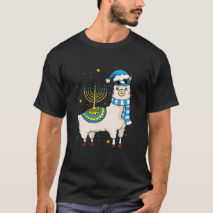 Menorah Hanukkah Llama Lovers Cute Alpaca Chanukah T-Shirt
