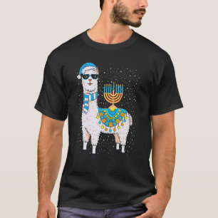 Menorah Hanukkah Llama T Shirt Cute Alpaca Chanuka