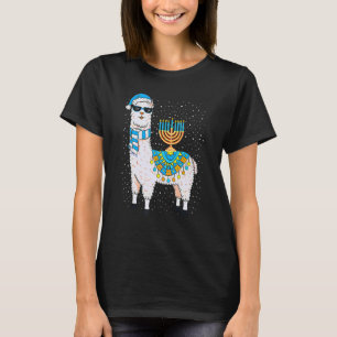 Menorah Hanukkah Llama T Shirt Cute Alpaca Chanuka