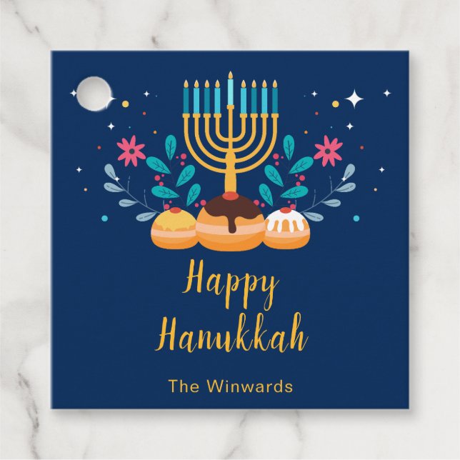 Menorah Hanukkah Party  Favour Tags (Front)
