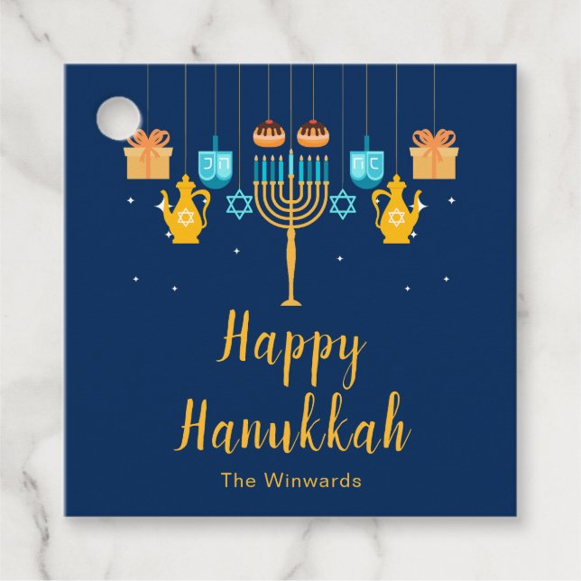 Menorah Hanukkah Party  Favour Tags (Front)