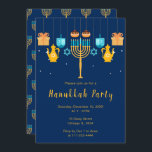 Menorah Hanukkah Party Invitation<br><div class="desc">Hanukkah party invitation with a menorah,  gifts,  driedels and sufganiyots. The words can be changed to suit your own details or requirements</div>