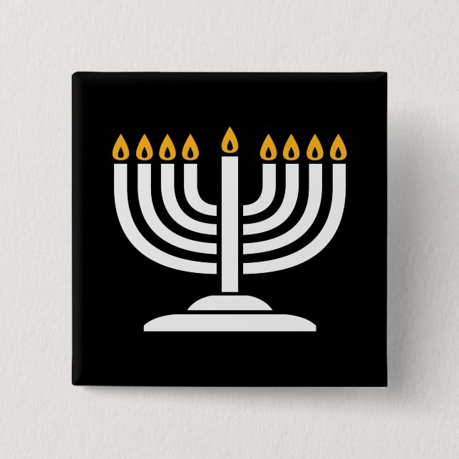 Menorah - Happy Hanukkah Jewish Holiday Gift 15 Cm Square Badge (Front)