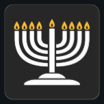 Menorah - Happy Hanukkah Jewish Holiday Gift Square Sticker<br><div class="desc">Simchat Torah ( Happy Hanukkah) Shana Tova Umetuka - A Good and Sweet Year! The ideal design for Rosh Hashanah - The Jewish New Year! Happy New Year! Shalom! Mazel Tov and Lechaim! Let's celebrate! Shana Tova (or Shanah Tovah)! Perfect design to wear on Rosh Hashanah! The ideal gift for...</div>