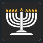 Menorah - Happy Hanukkah Jewish Holiday Gift Square Sticker<br><div class="desc">Simchat Torah ( Happy Hanukkah) Shana Tova Umetuka - A Good and Sweet Year! The ideal design for Rosh Hashanah - The Jewish New Year! Happy New Year! Shalom! Mazel Tov and Lechaim! Let's celebrate! Shana Tova (or Shanah Tovah)! Perfect design to wear on Rosh Hashanah! The ideal gift for...</div>