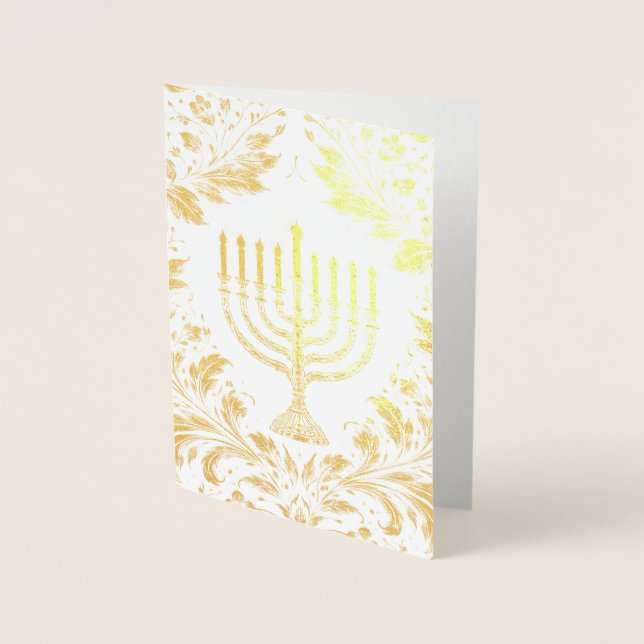 Menorah intricate William Morris style Foil Card (Front)