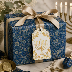 Menorah intricate William Morris style Gift Tags