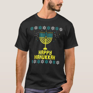 Menorah Lights Happy Hanukkah Jewish Cute Chanukah T-Shirt