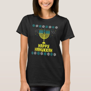 Menorah Lights Happy Hanukkah Jewish Cute Chanukah T-Shirt