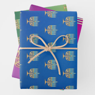 Menorah on gradient wrapping paper sheet