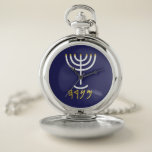 Menorah Paleo Hebrew Pocket Watch<br><div class="desc">Menorah Paleo Hebrew lettering. Personalise by adding your own name. To make this your own design 'Click to Customise Further" … or 'Transfer this design' to print the same design onto a different product. Where does the Menorah come from? It comes from the Bible, in the book of Exodus, chapter...</div>