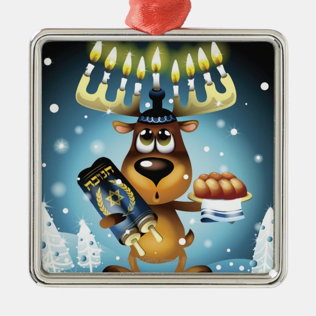 Menorah Reindeer Metal Tree Decoration (Front)