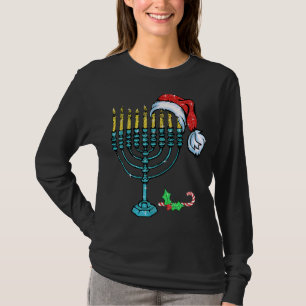 Menorah Santa Hat Chanukah Hanukkah Jewish Christm T-Shirt