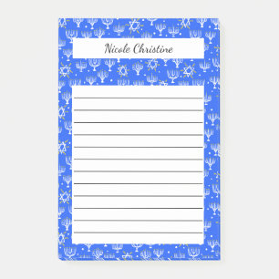 Menorah Star of David Hanukkah Blue CUSTOM Notepad