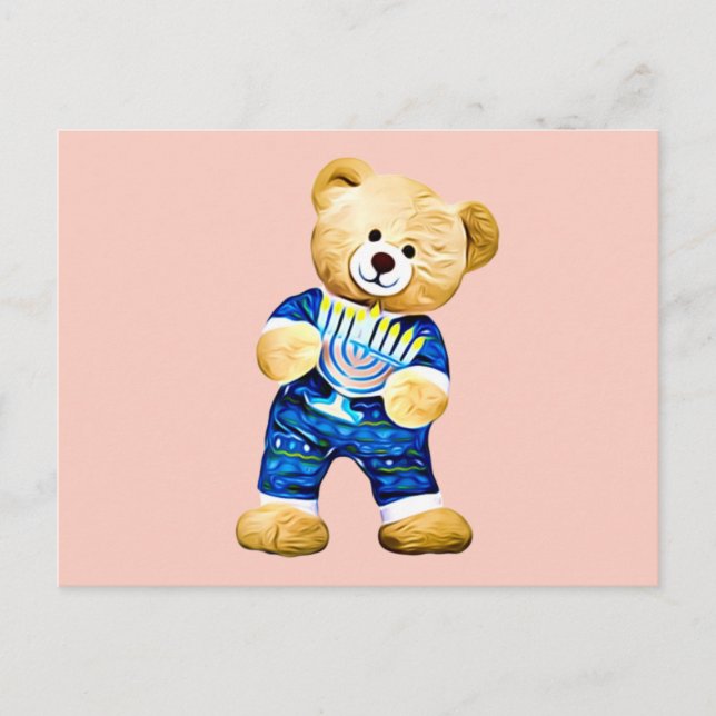 Menorah Teddy Bear Postcard (Front)