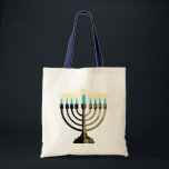 Menorah Tote Bag<br><div class="desc">Add a warm glow to your holiday schlepping.</div>