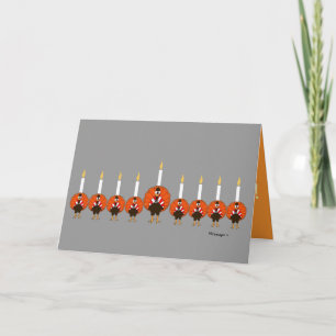 Menorah Turkeys Happy Thanksgivukkah Greeting Card