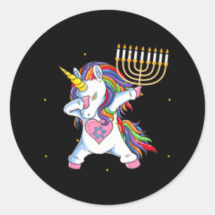Menorah Unicorn Jewnicorn Hanukkah Pajamas Classic Round Sticker