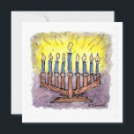 Menorah Watercolor Hanukkah Card<br><div class="desc">"Menorah" is an original ink and watercolor painting printed on a two-sided card. The back side is left blank for you to add your own Hanukkah greetings.</div>