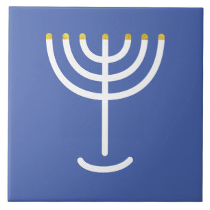 Menorah White Gold Blue Tile