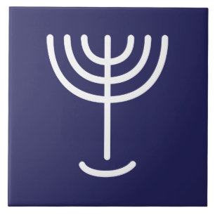 Menorah White Navy Tile