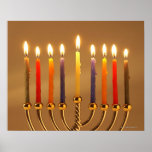 Menorah with all candles lit poster<br><div class="desc">AssetID: 86480519 / {Thinkstock Images} / Menorah with all candles lit</div>