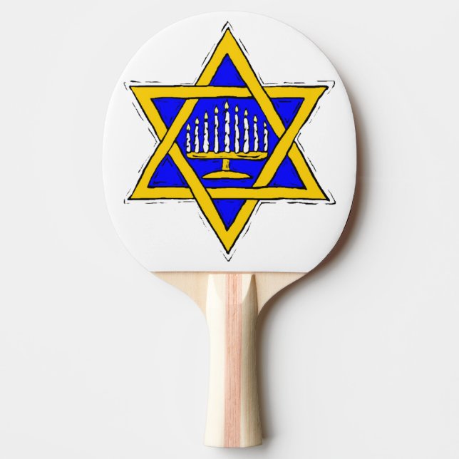 Menorah Within the Star of David Ping Pong Paddle (Front)