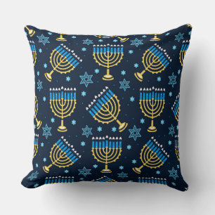 Menorahs and The Star of David Hanukkah Pattern Th Cushion