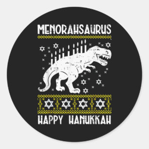 Menorahsaurus Happy Hanukkah Dino Chanukah Toddler Classic Round Sticker