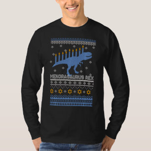 Menorasaurus  Hanukkah  Fun T Rex Dinosaur Menorah T-Shirt
